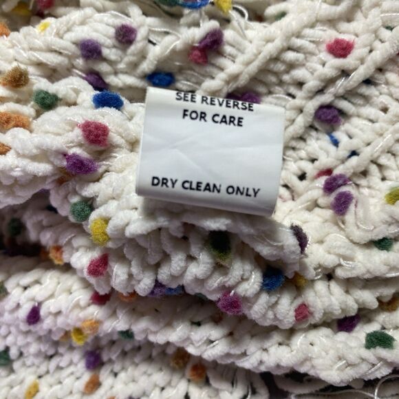 WILD HONEY Sweater Cropped Confetti Distressed Thrashed Grunge Womens S Cream - Picture 10 of 10